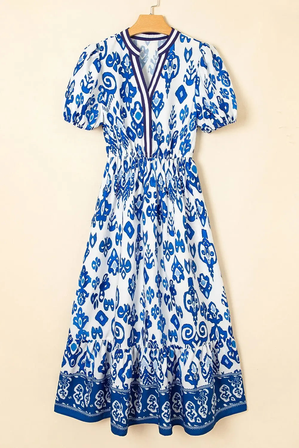 Tessa | Boho Ruffle Puff-Sleeve Midi Dress