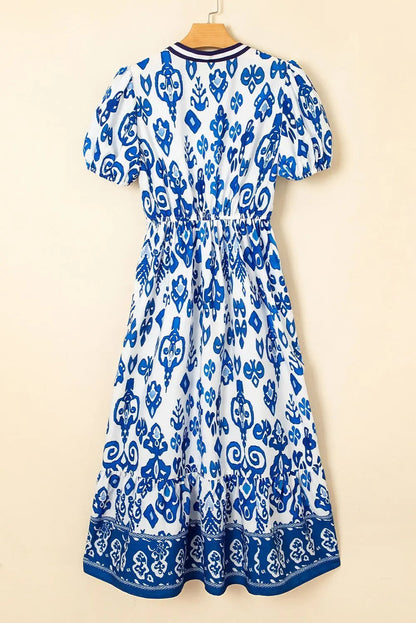 Tessa | Boho Ruffle Puff-Sleeve Midi Dress