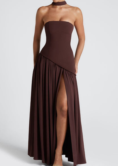 Lina | Strapless High-Slit Maxi Dress