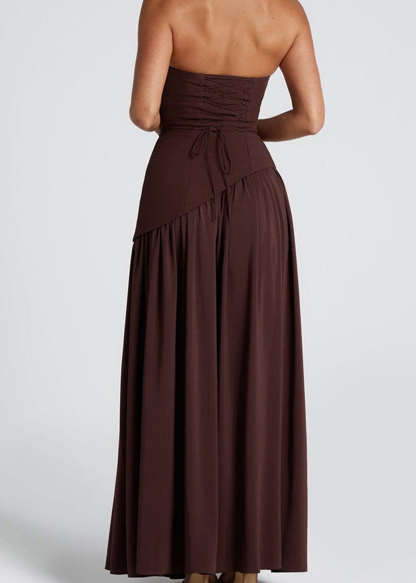 Lina | Strapless High-Slit Maxi Dress