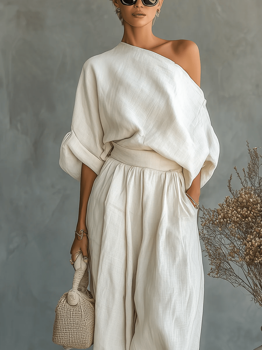 Mila | Bardot Neckline Two-Piece Set