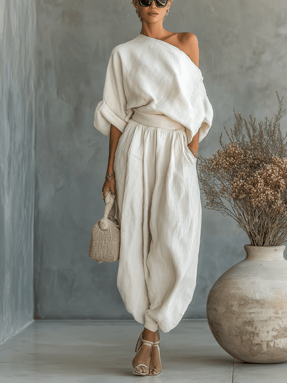 Mila | Bardot Neckline Two-Piece Set