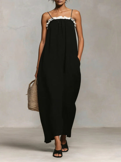 Mirelle | Colorblock Spaghetti-Strap Maxi Dress