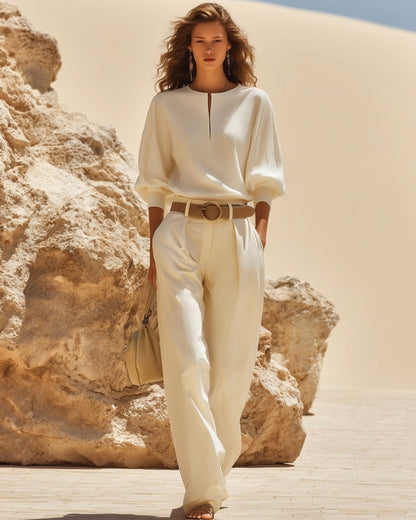 Oleandra | Cotton Shirt & Pants Set