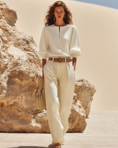 Oleandra | Cotton Shirt & Pants Set