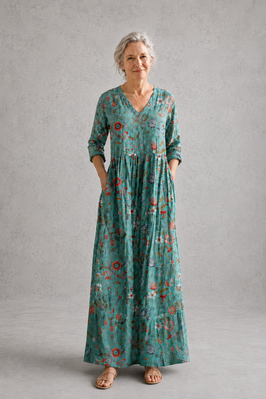 Olivia | Green Floral Summer Dress