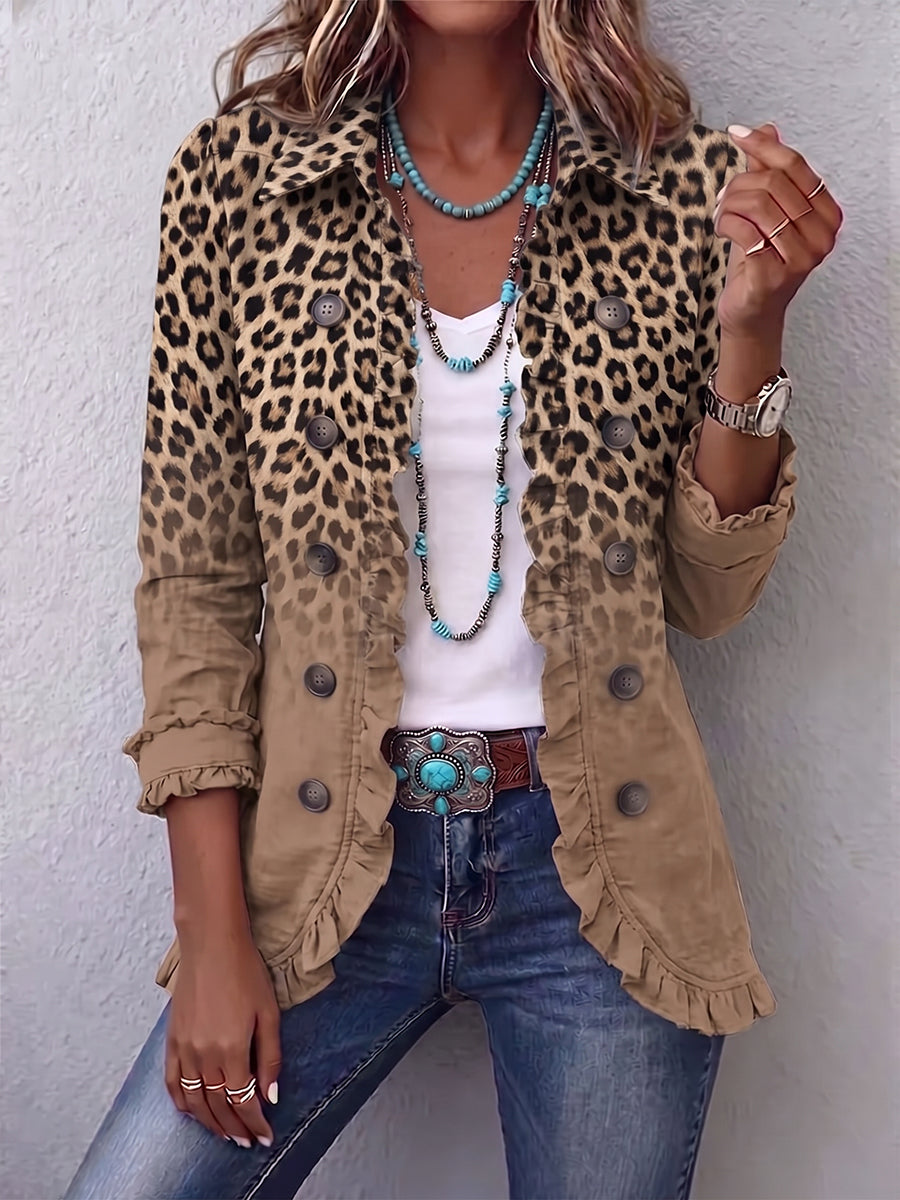 Tawny | Vintage Leopard Gradient Ruffle Jacket