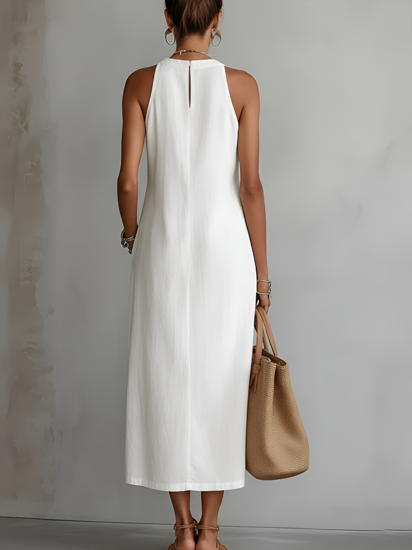 Jimena | Mandarin-Collar Midi Dress