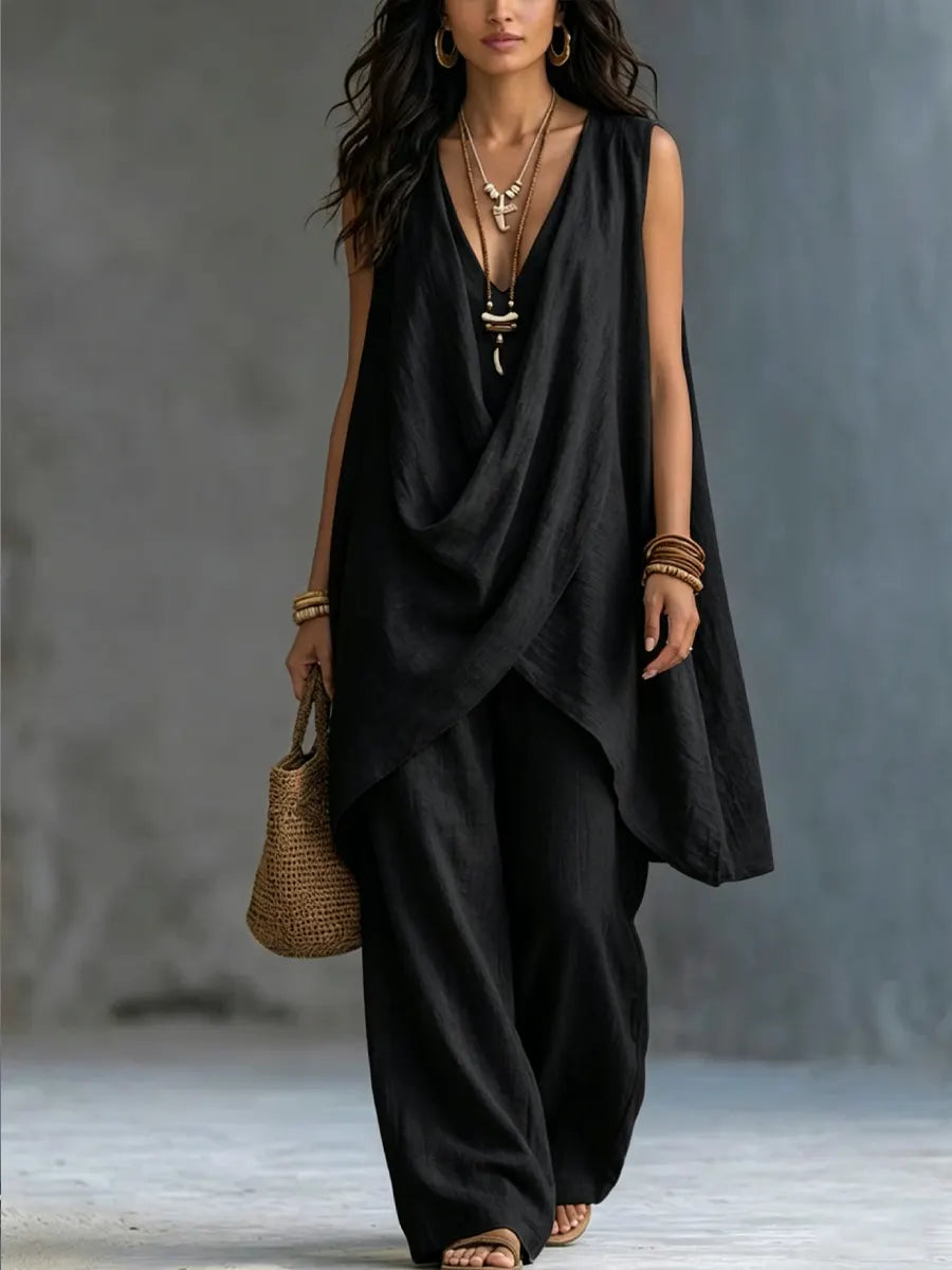 Ginevra | Draped Wide-Leg Pants Set