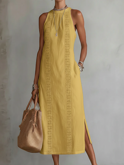 Jimena | Mandarin-Collar Midi Dress