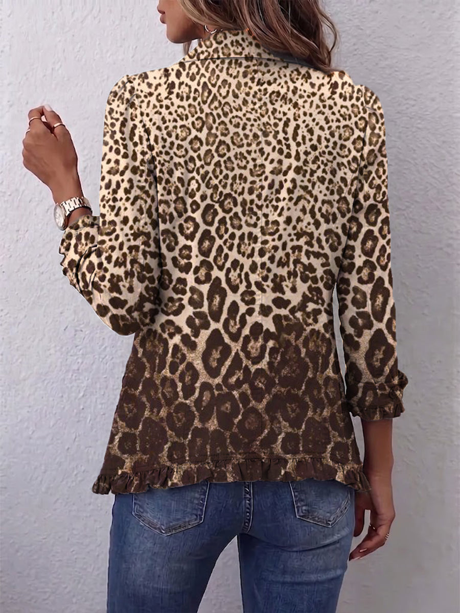 Navara | Leopard Print Ruffled Jacket