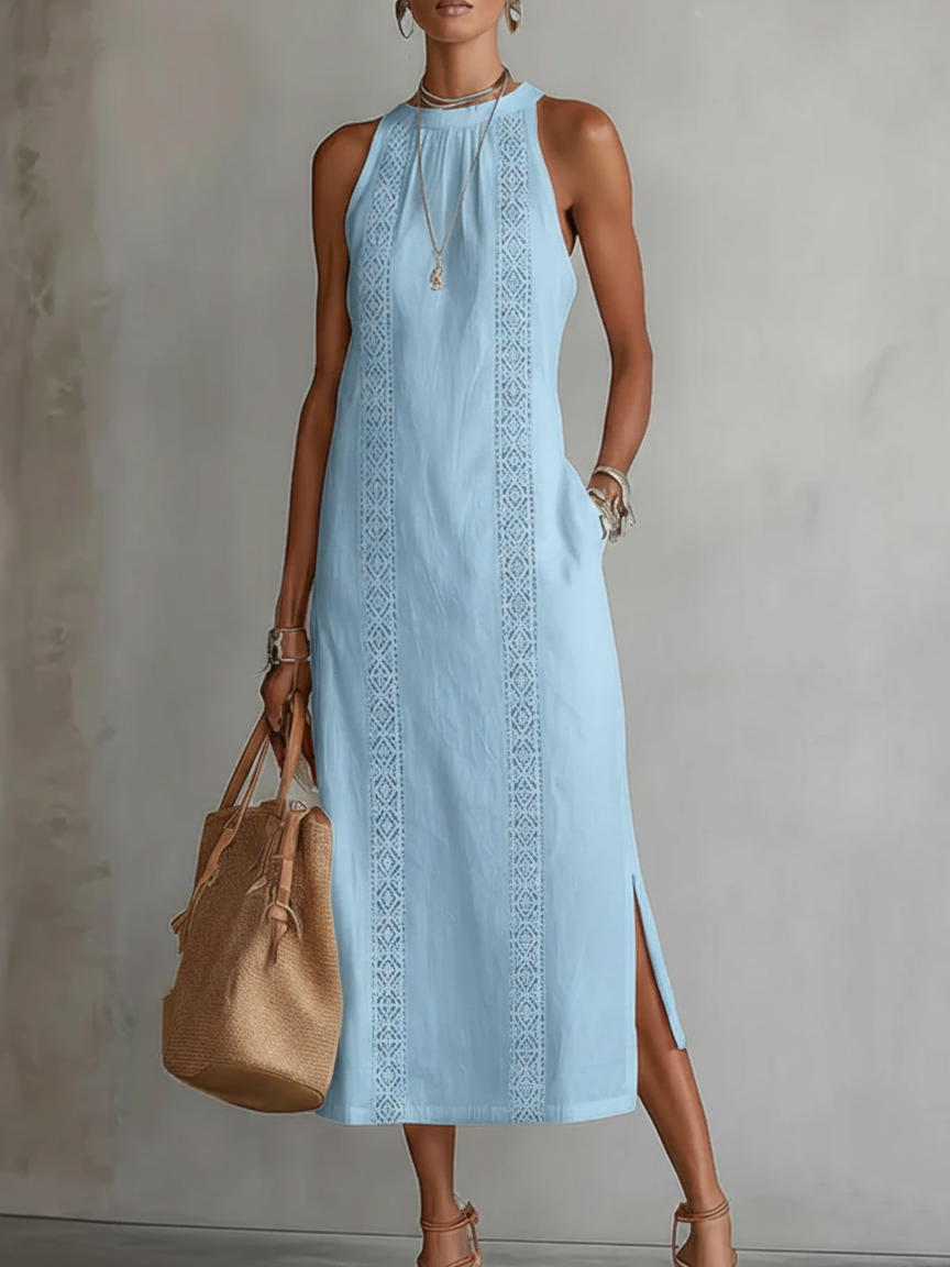 Jimena | Mandarin-Collar Midi Dress