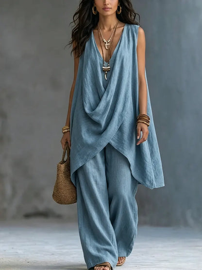 Ginevra | Draped Wide-Leg Pants Set