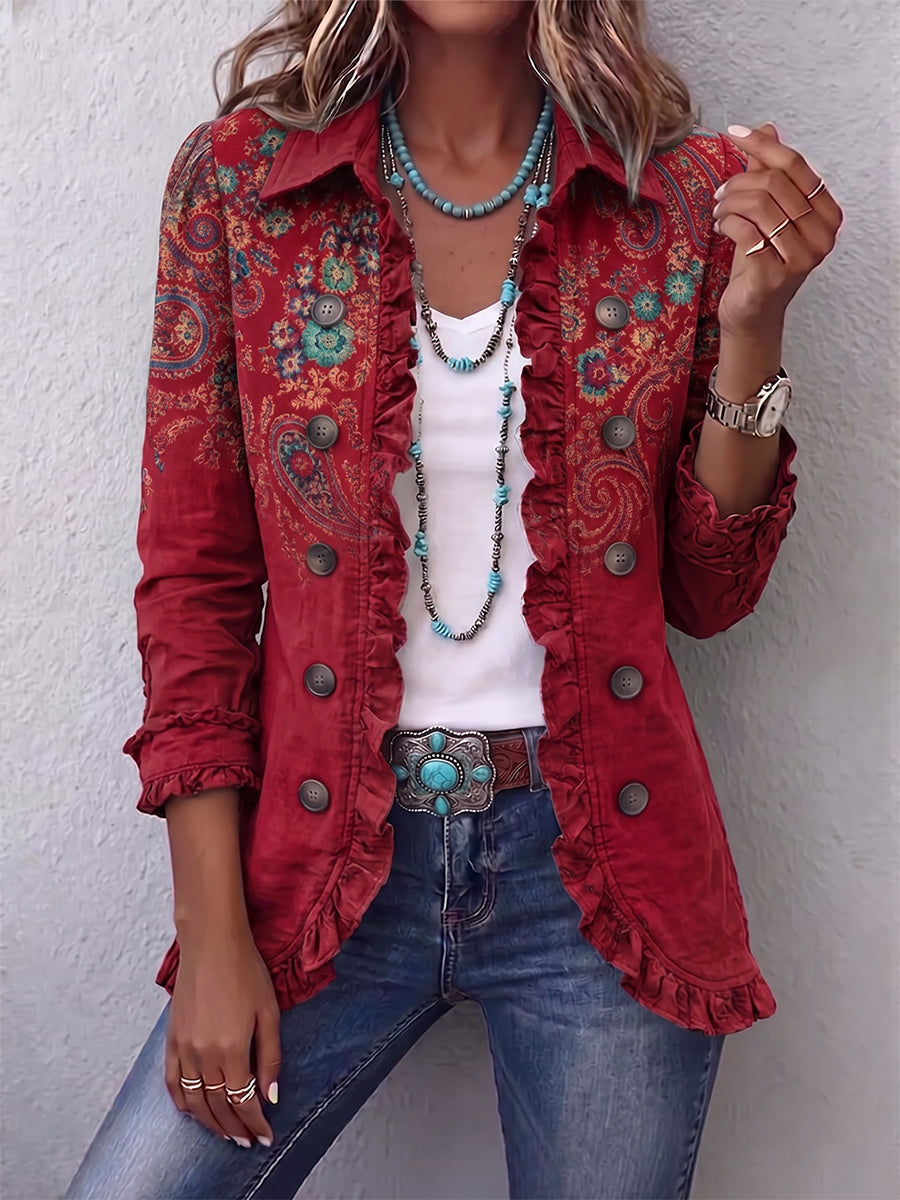 Fayrene | Bohemian Paisley Ruffle Jacket