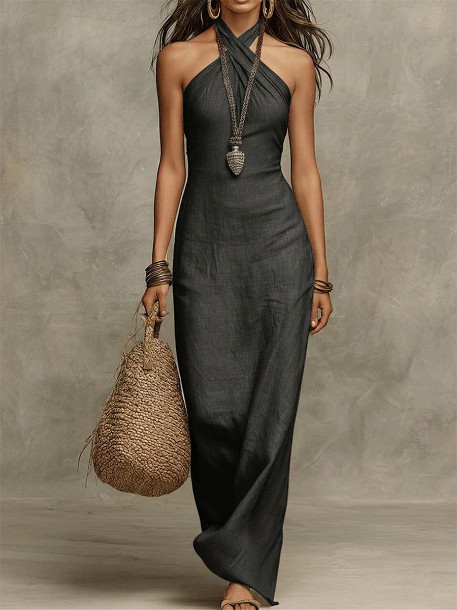 Avelina | Voluminous Halter Maxi Dress