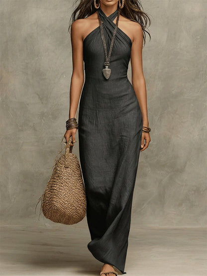 Avelina | Voluminous Halter Maxi Dress