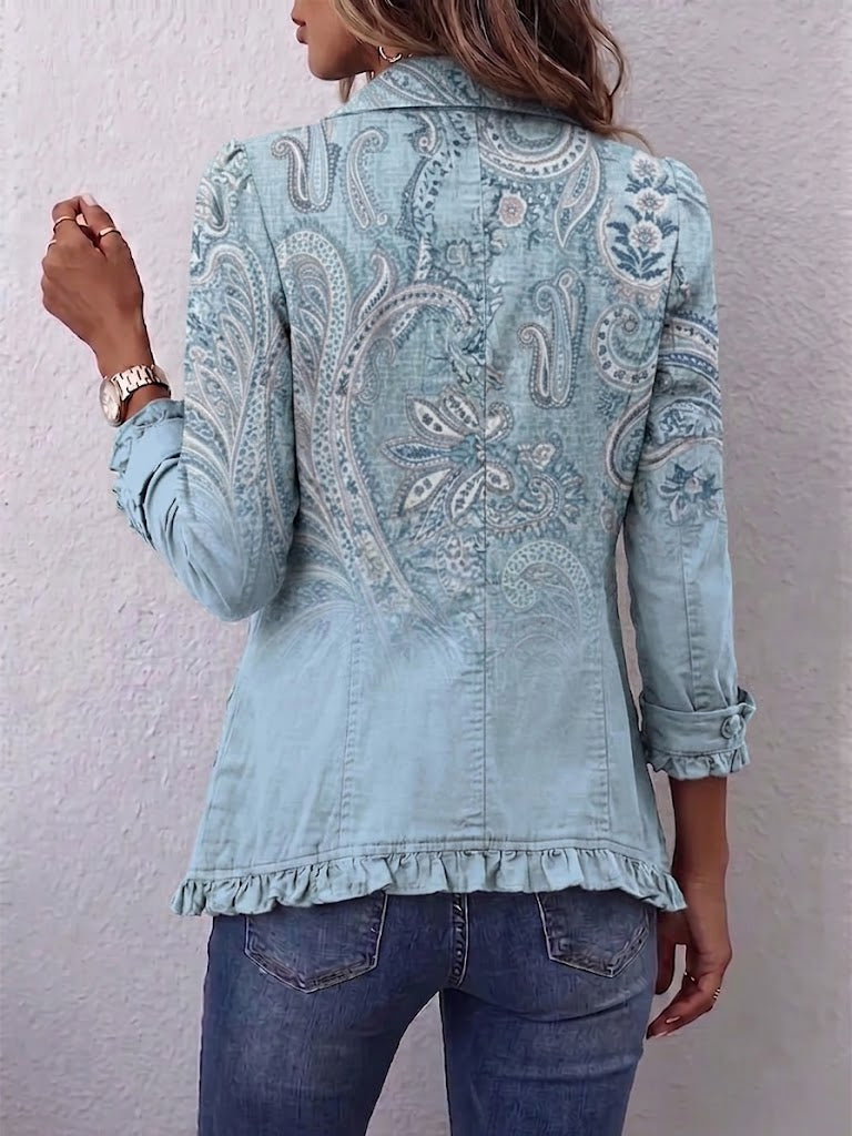 Estrella | Vintage Paisley Print Ruffled Jacket