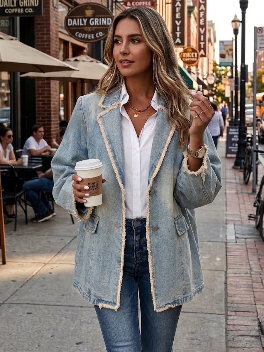 Dionne | Vintage-Style Oversized Blazer with Raw Edges