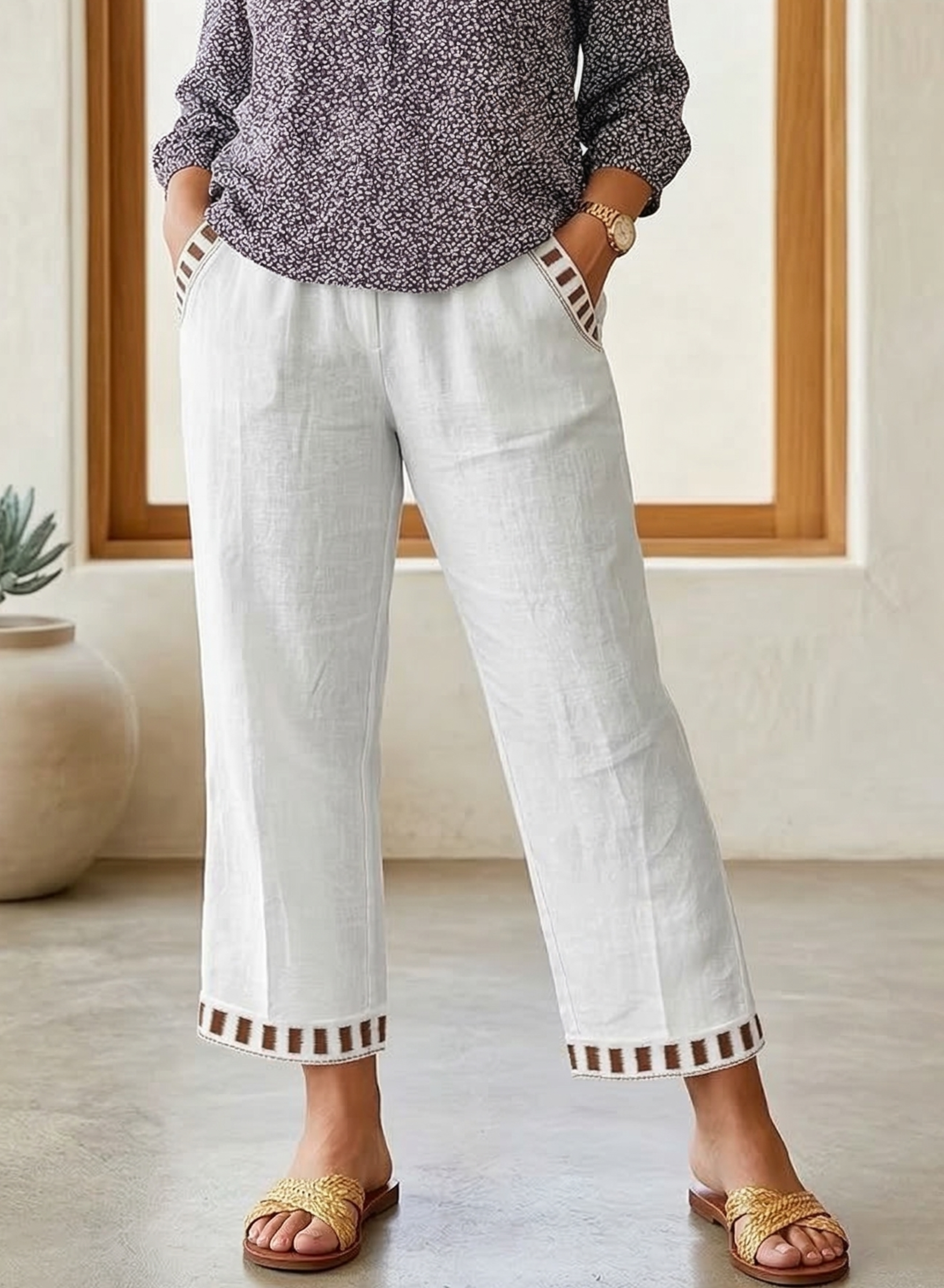 Brooklyn | Contrast Trim Cropped Pants