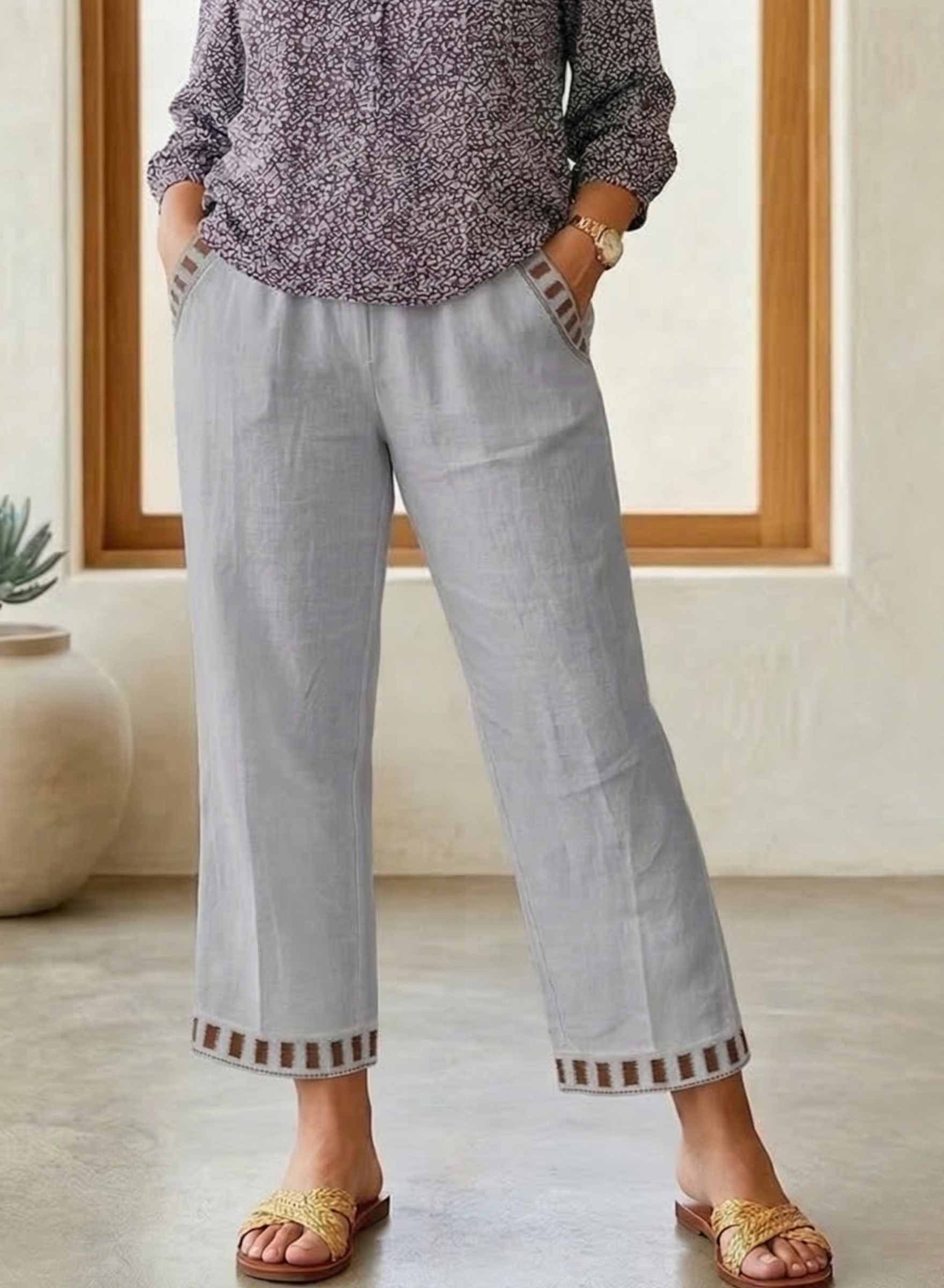 Brooklyn | Contrast Trim Cropped Pants