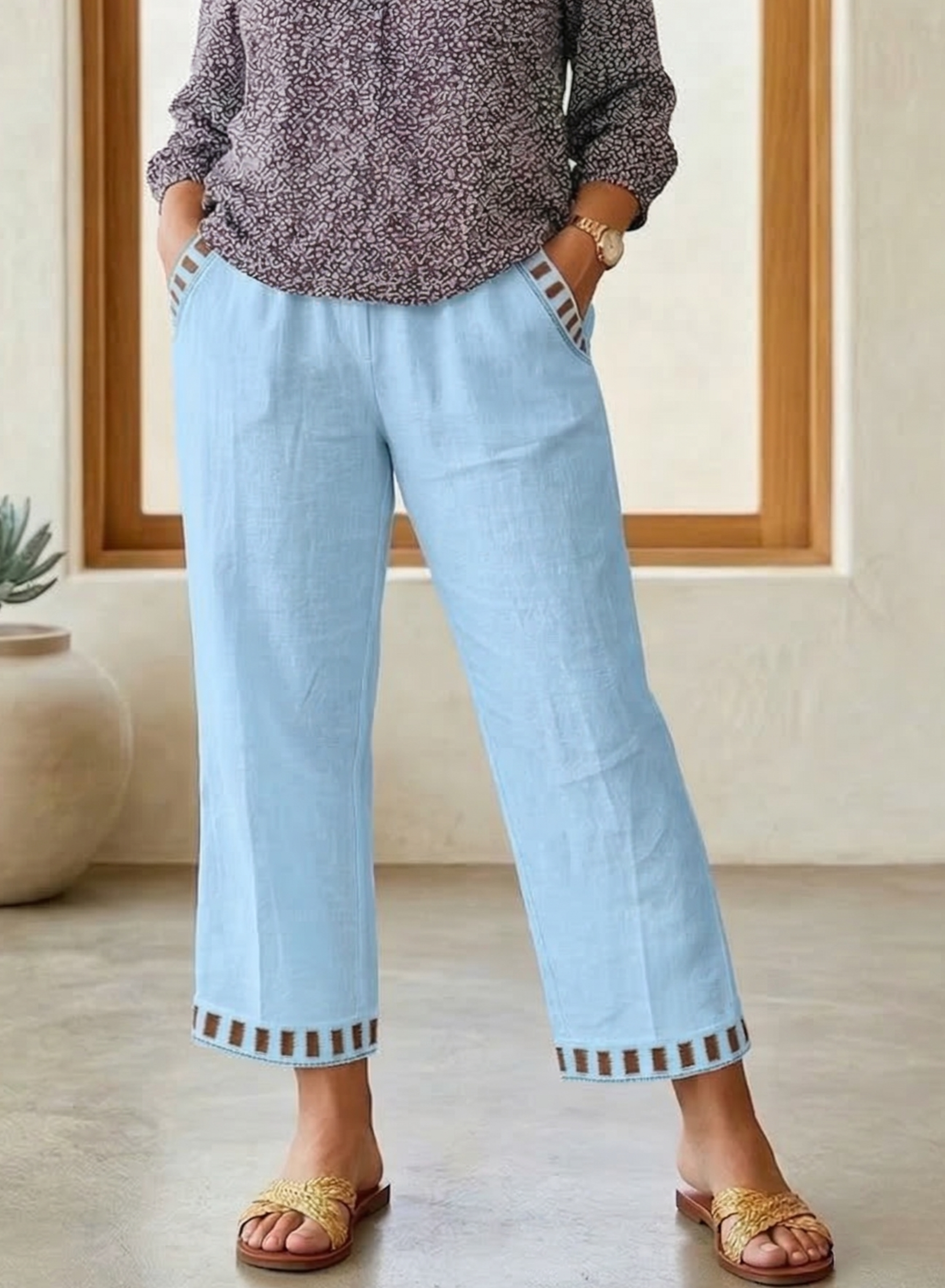Brooklyn | Contrast Trim Cropped Pants