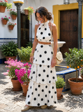 Polka Dot Top & Long Skirt Set