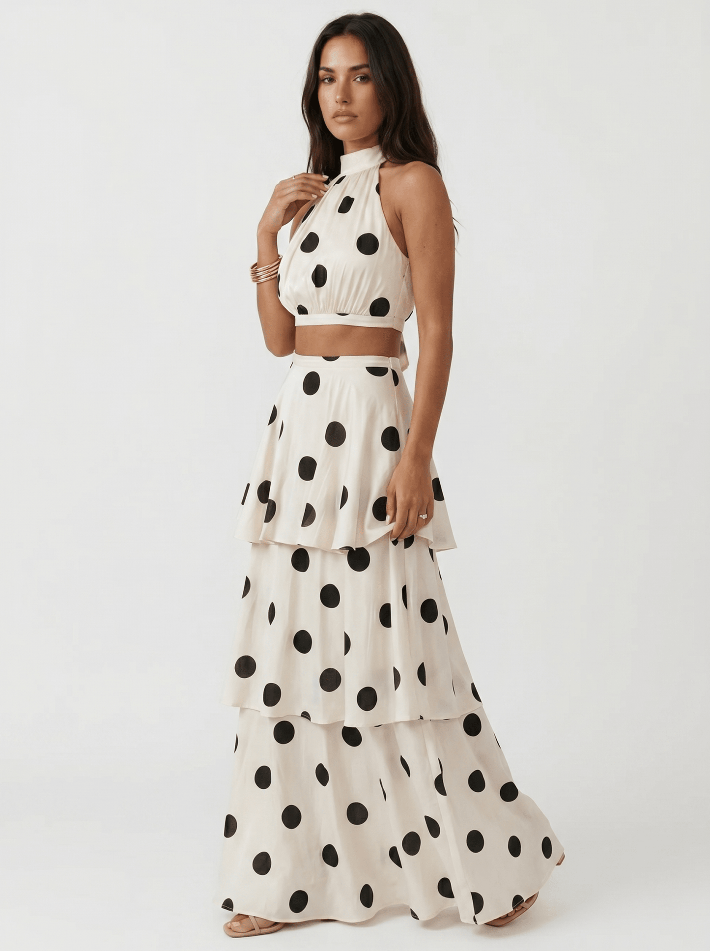 Polka Dot Top & Long Skirt Set