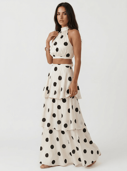 Polka Dot Top & Long Skirt Set