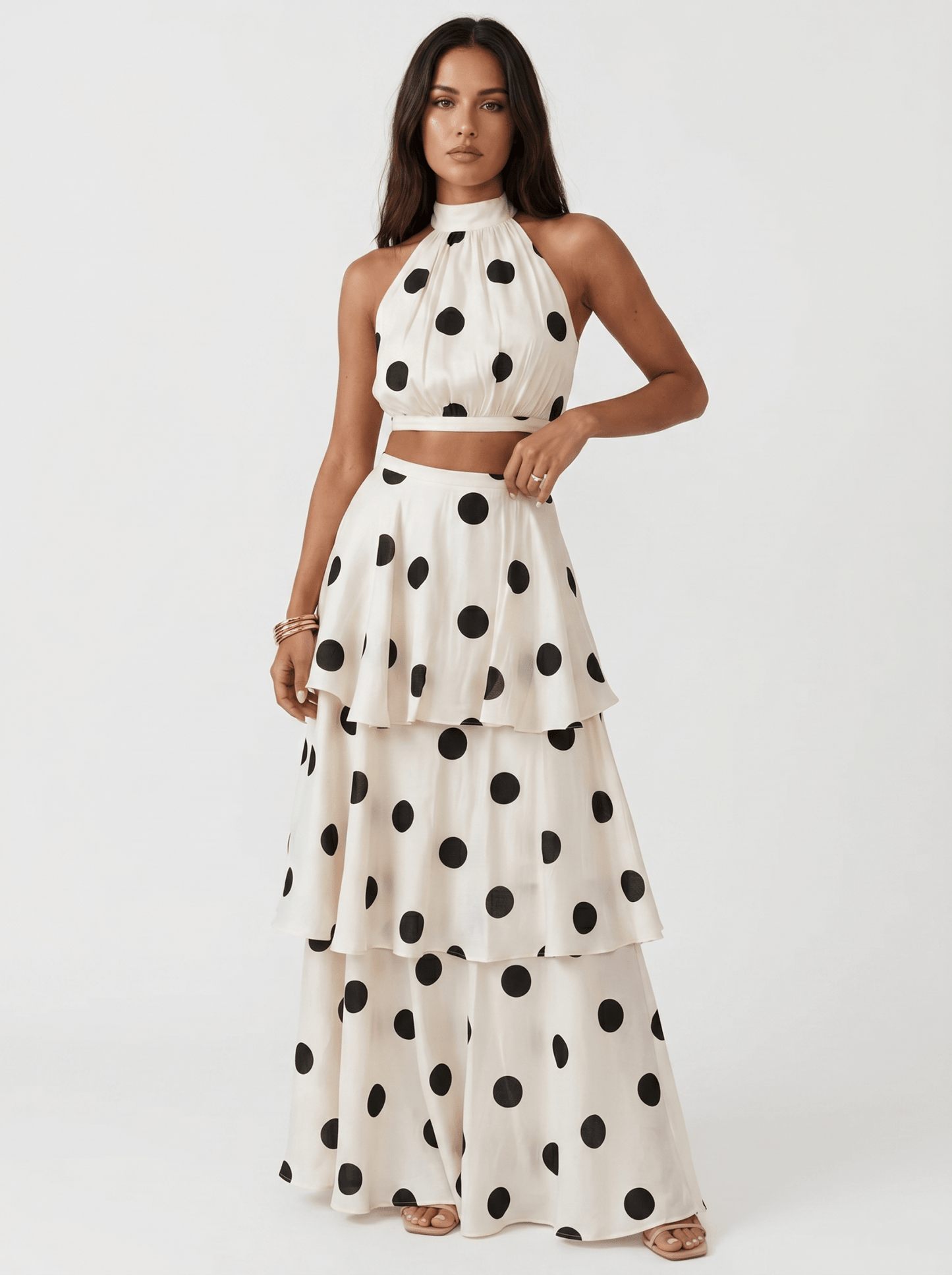 Polka Dot Top & Long Skirt Set