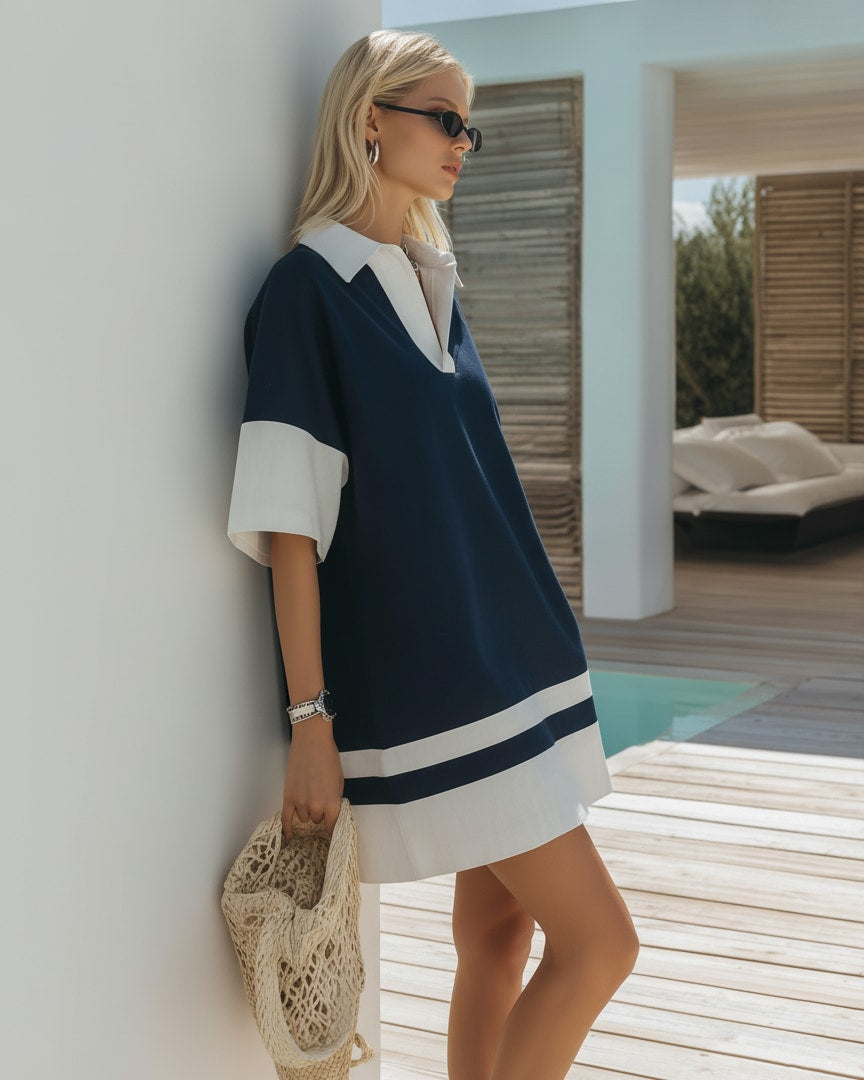 Portofino | Blue & White Striped Polo Dress