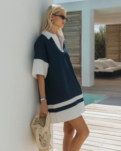 Portofino | Blue & White Striped Polo Dress