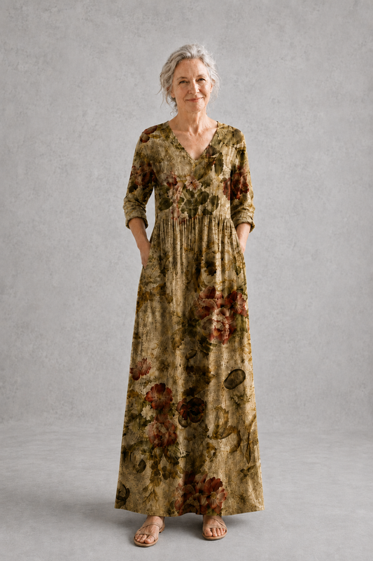 Rachel | Beige Floral Summer Dress