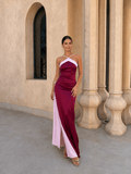 Satin Crossover Neckline Maxi Dress