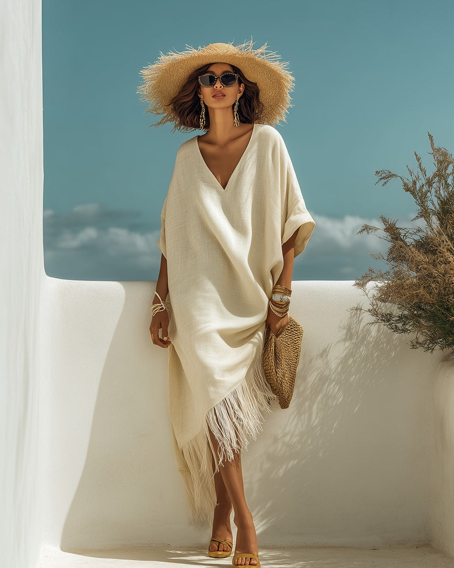 Telma | Bohemian Fringe Maxi Dress