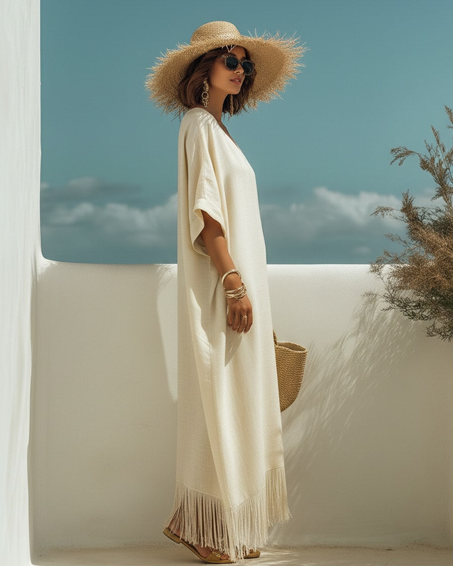 Telma | Bohemian Fringe Maxi Dress