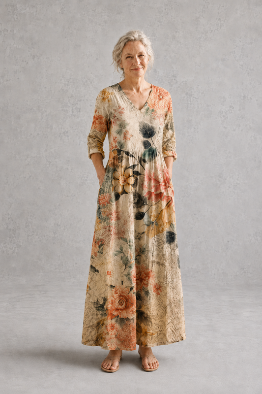Tiara | Orange Floral Summer Dress