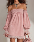 Velours | One-Shoulder Suede-Look Velvet Mini Dress