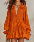 Vespertina | V-Neck Ruffle Short Dress