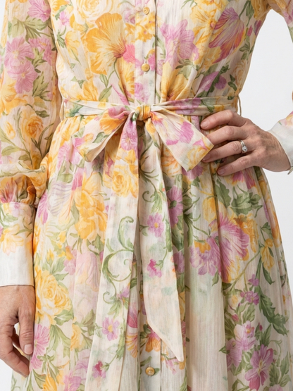 Cressida | Sheer Floral Long-Sleeve Maxi Dress