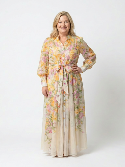 Cressida | Sheer Floral Long-Sleeve Maxi Dress