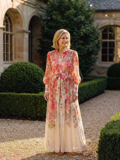 Cressida | Sheer Floral Long-Sleeve Maxi Dress