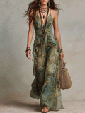 Jennie | Wide-Leg Jumpsuit – Boho Floral Ruffle