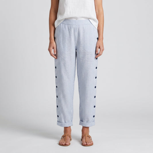 Tess | Striped Panel Button Trousers