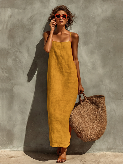 Square-Neck Spaghetti Strap Dress