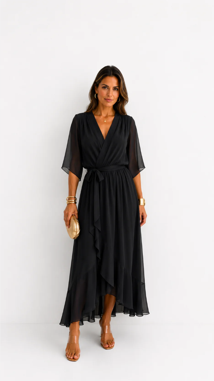 Isabelle | Chiffon Wrap Maxi Dress