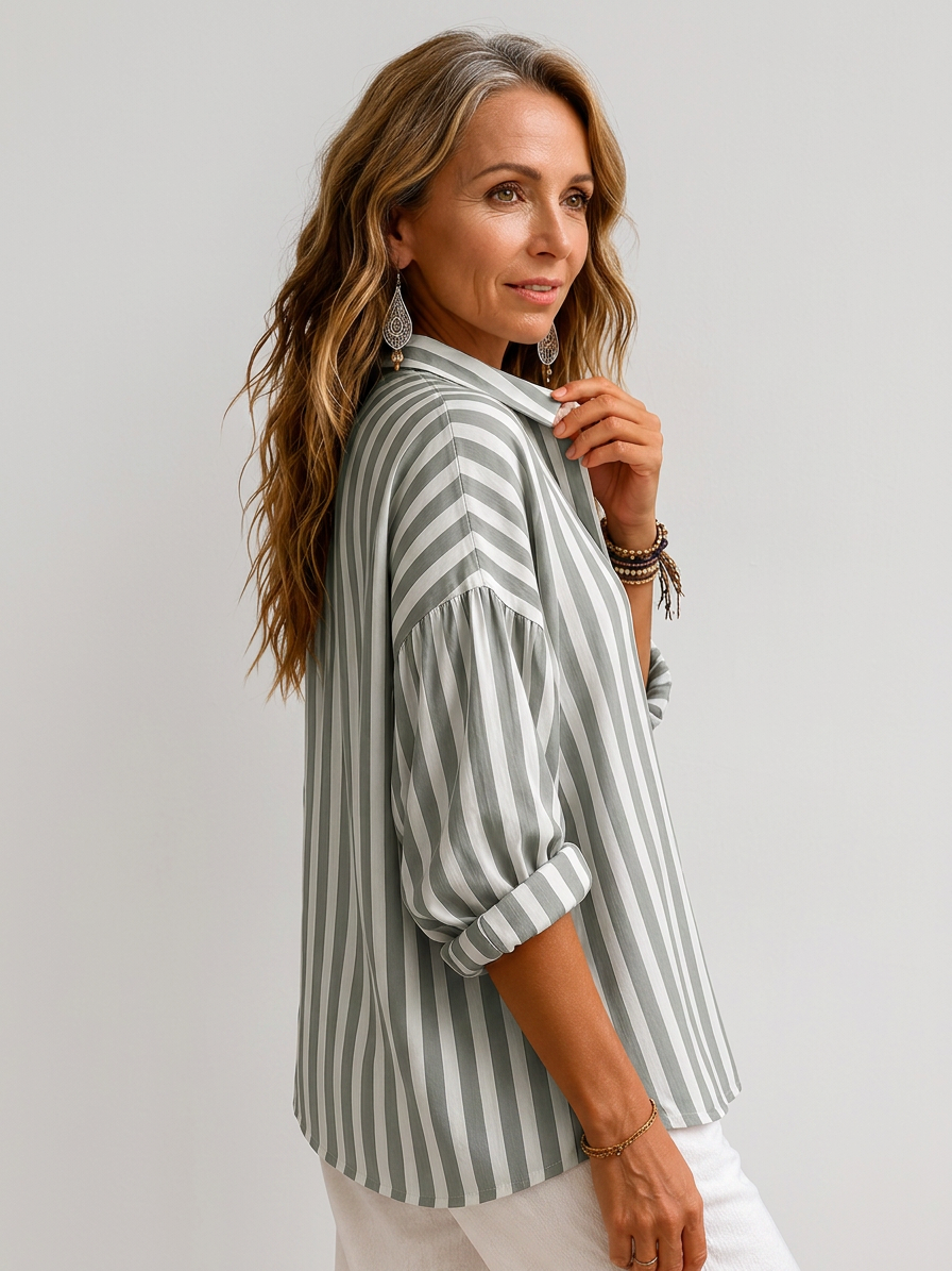 Nora | Loose Striped Blouse with Collar