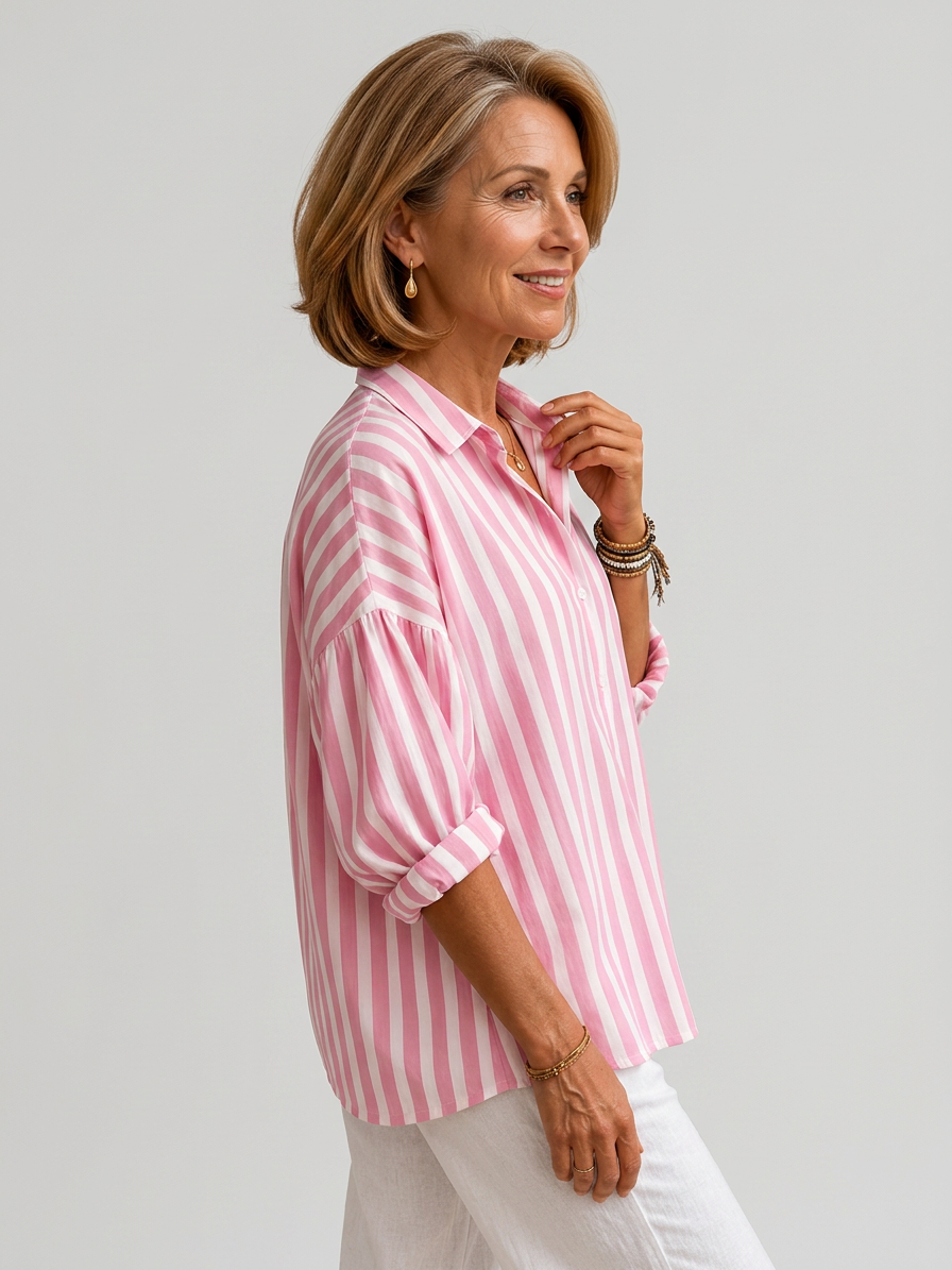 Nora | Loose Striped Blouse with Collar